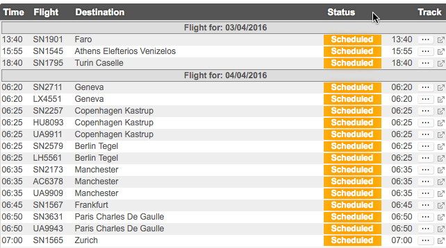 Bru departures