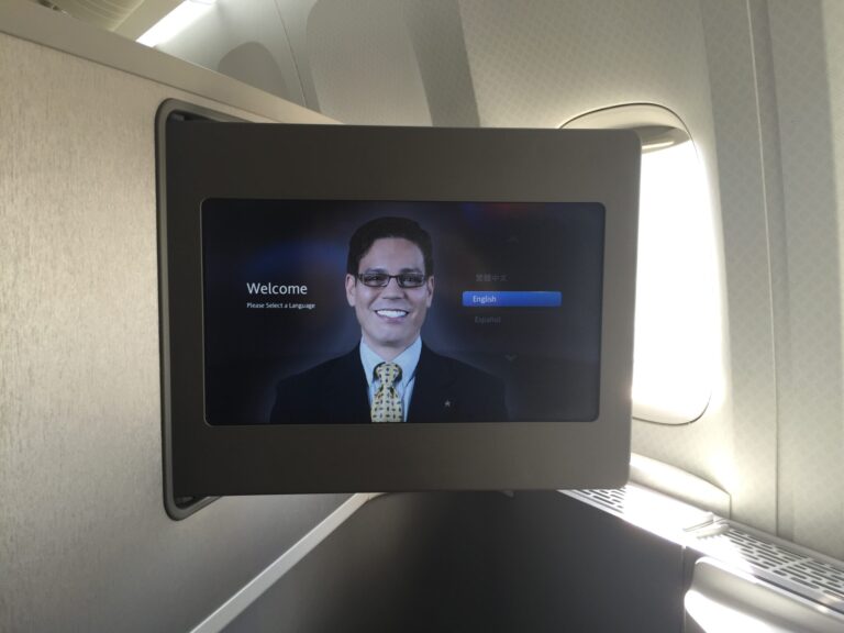 a screen on an airplane