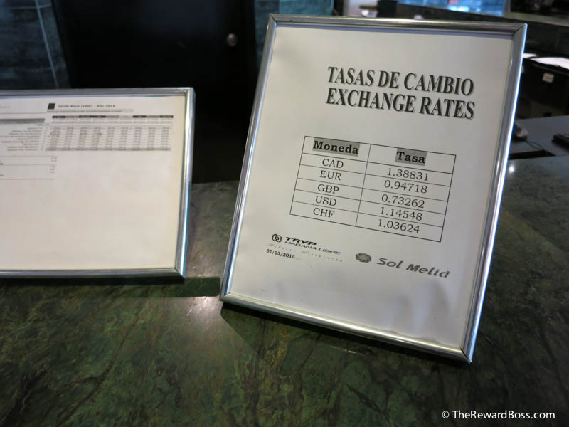 Havana Cuba - Money Exchange Rates Hotel Libre