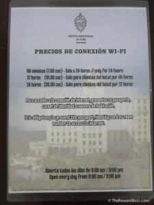 Nacional Hotel - Business Center Internet Wifi Prices