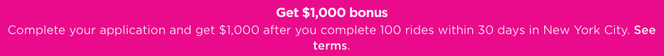 $1000 Lyft Driver Bonus New York City