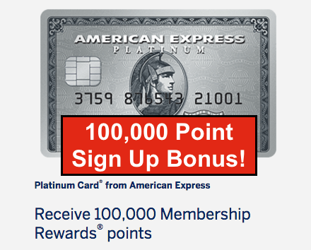 100,000 American Express Platinum Sign Up Bonus