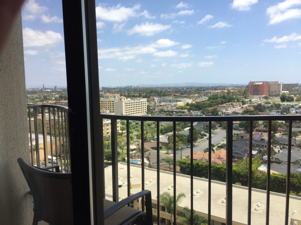 a view of a city from a balcony