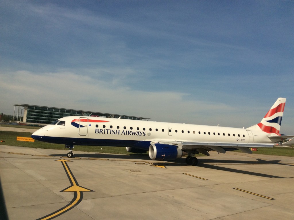a plane on the runway