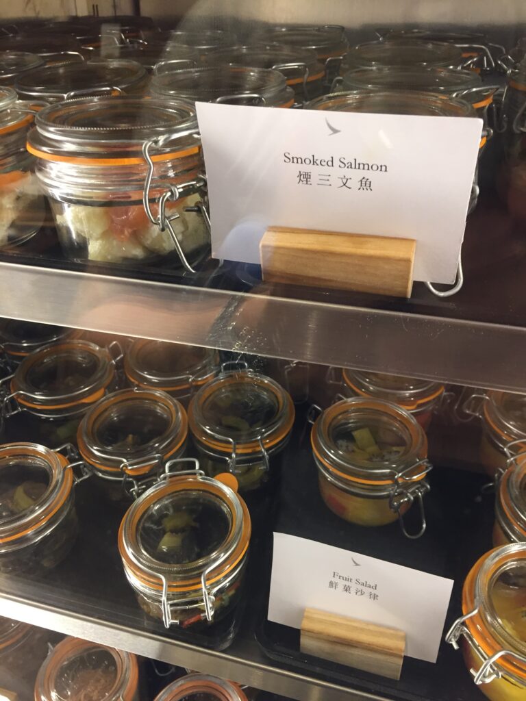 cathay pacific the pier first class lounge the pantry salads 2