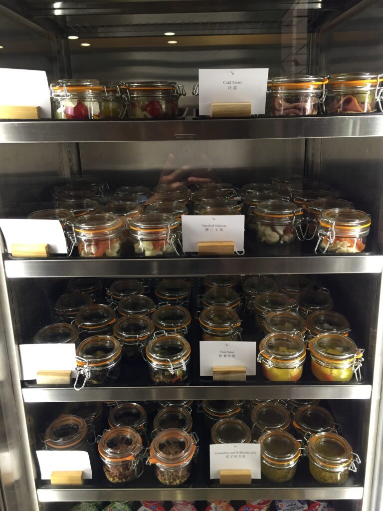 cathay pacific the pier first class lounge the pantry salads