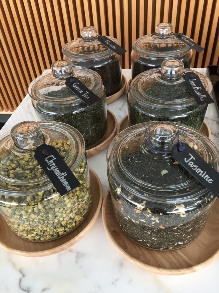 cathay pacific the wing first class lounge tea selection