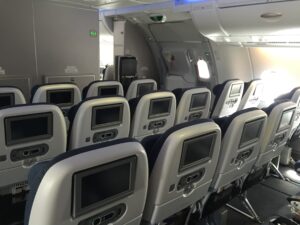 a row of seats in an airplane