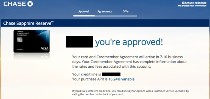 Chase Sapphire Reserve Application Approved