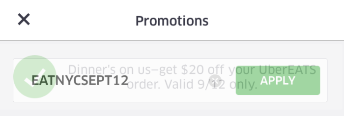UberEats $20 Free Dinner