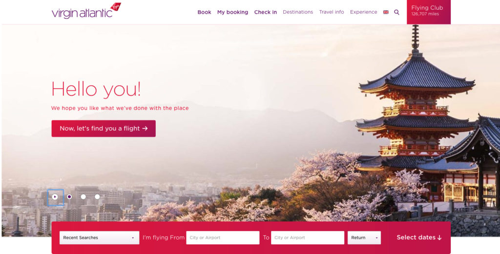 Virgin Atlantic Website