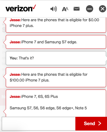 iPhone 7 Free plus Verizon Wireless