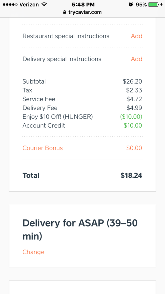 TRYCAVIAR Hunger $10 $20 off Caviar $10 Off