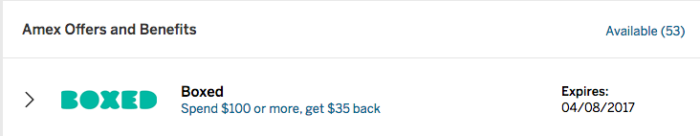 Boxed $35 off $100 - American Express