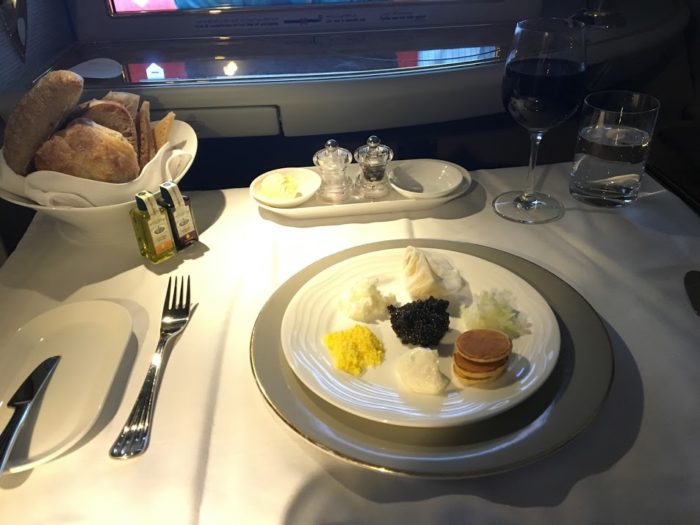 Emirates first class caviar mezze