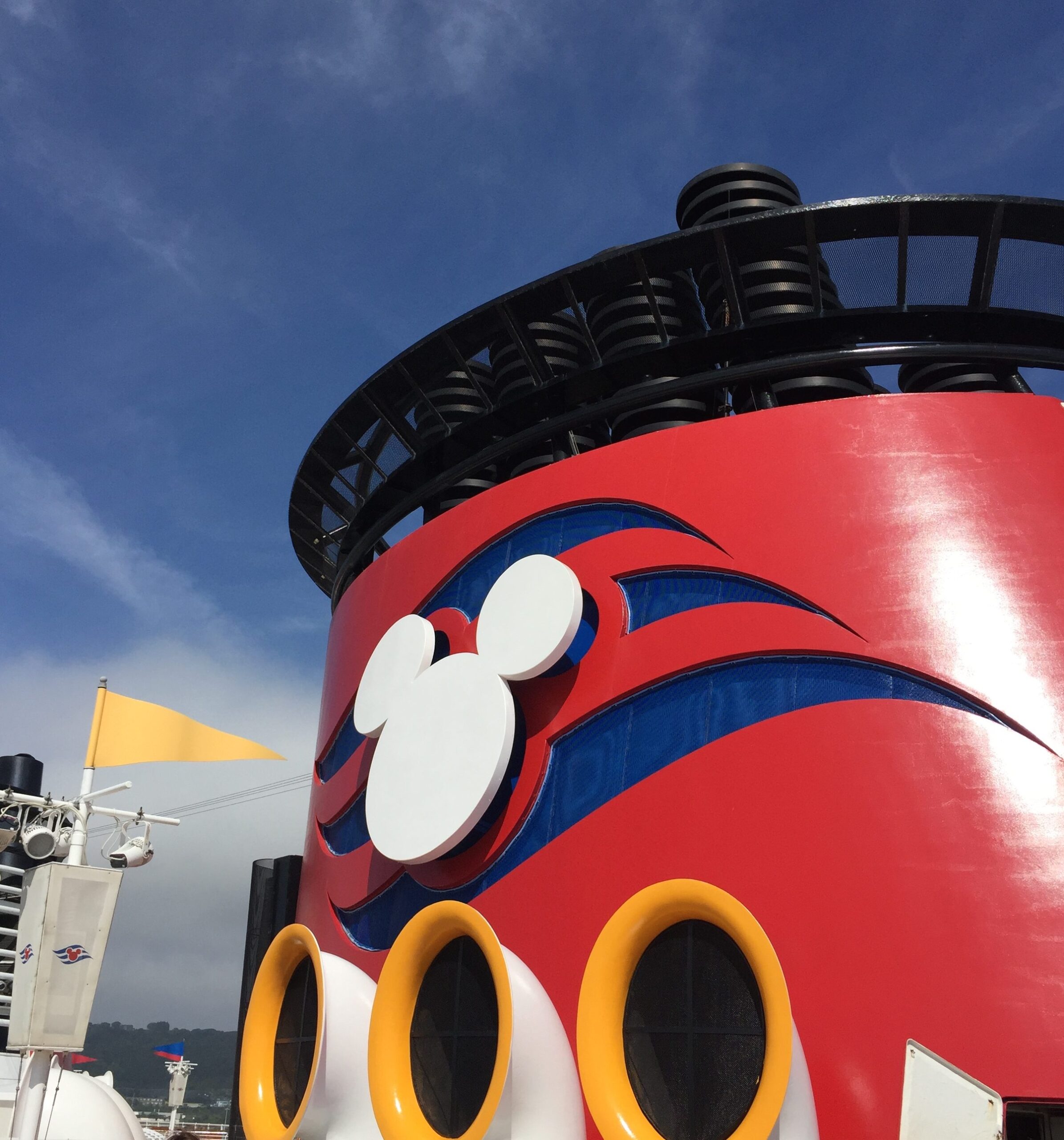 a red and white ship