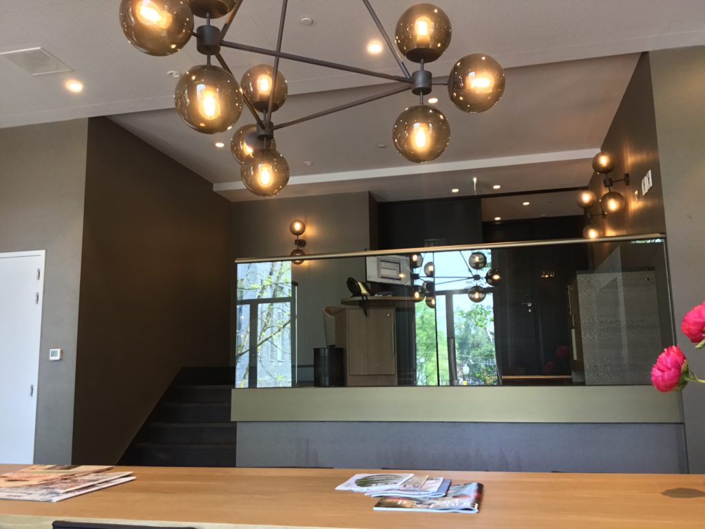 a chandelier in a room