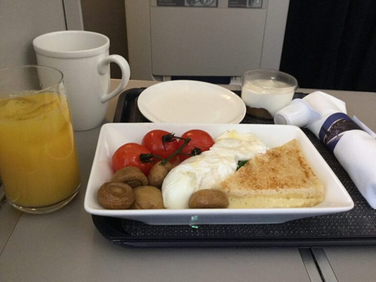 a plate of food on a tray
