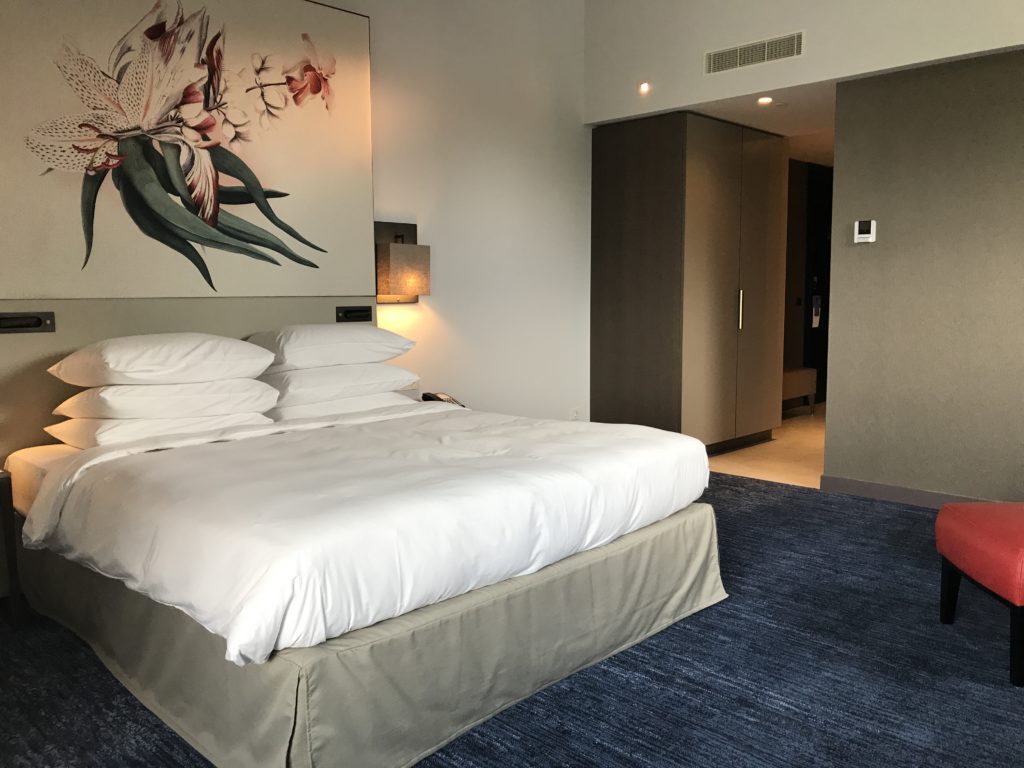 a bed in a room