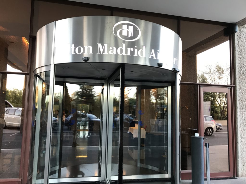 a glass door with a sign on it