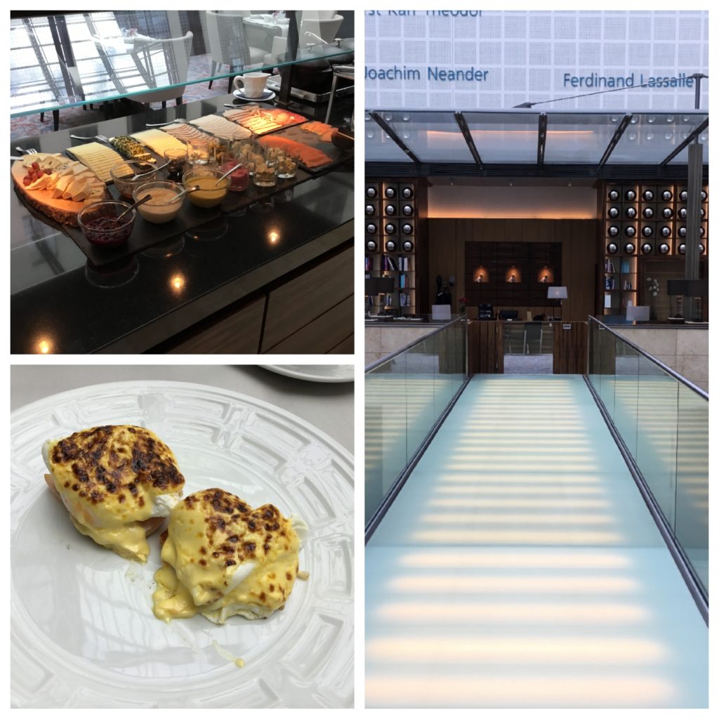 a collage of food and a staircase