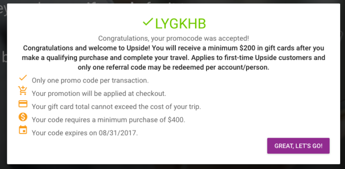 Upside.com $200 gift cards promo