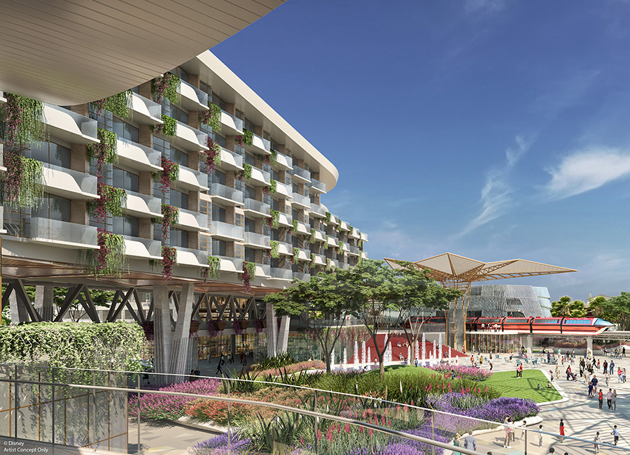 a building with a garden and a walkway