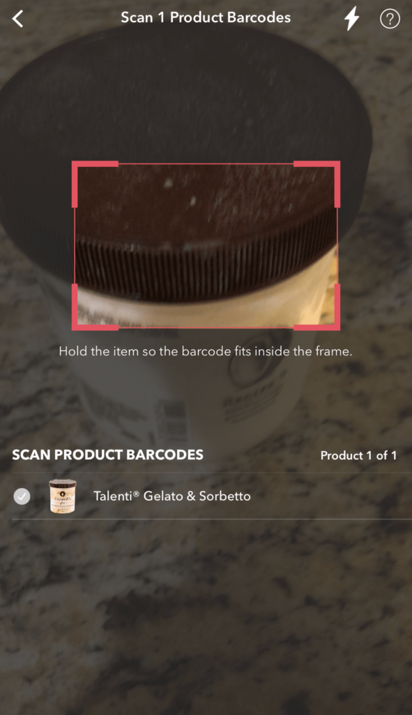 ibotta first purchase cash back - scanning the bar code