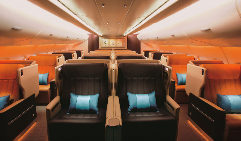 a row of seats in an airplane