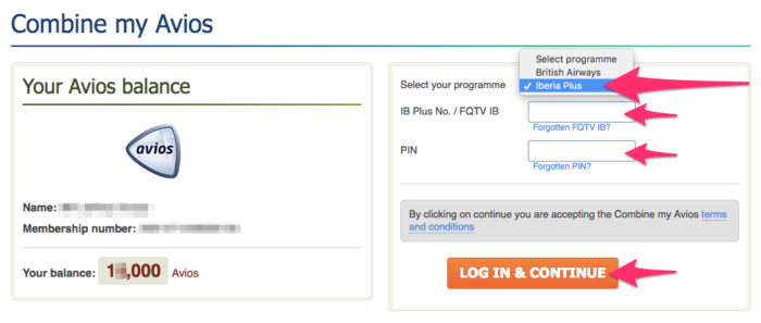 How to Transfer Iberia Avios to British Airways - Link Iberia Plus Account
