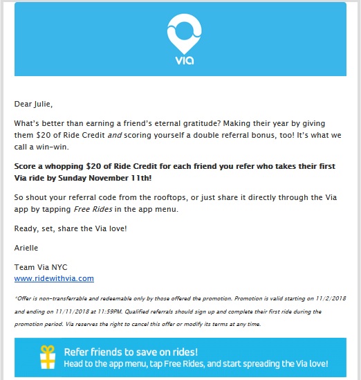 via ride credit