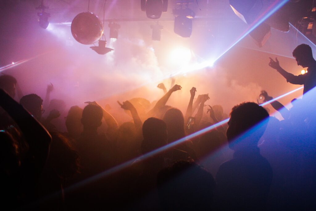 a crowd of people in a club