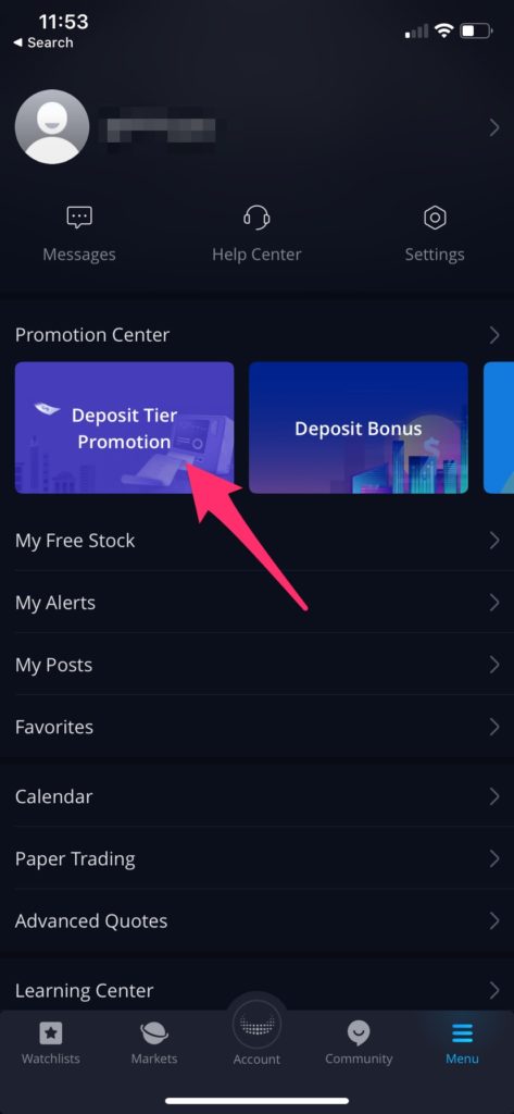Webull Deposit Tier Promotion