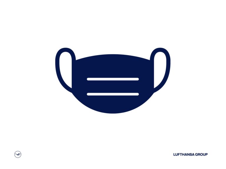 a blue face mask with two handles